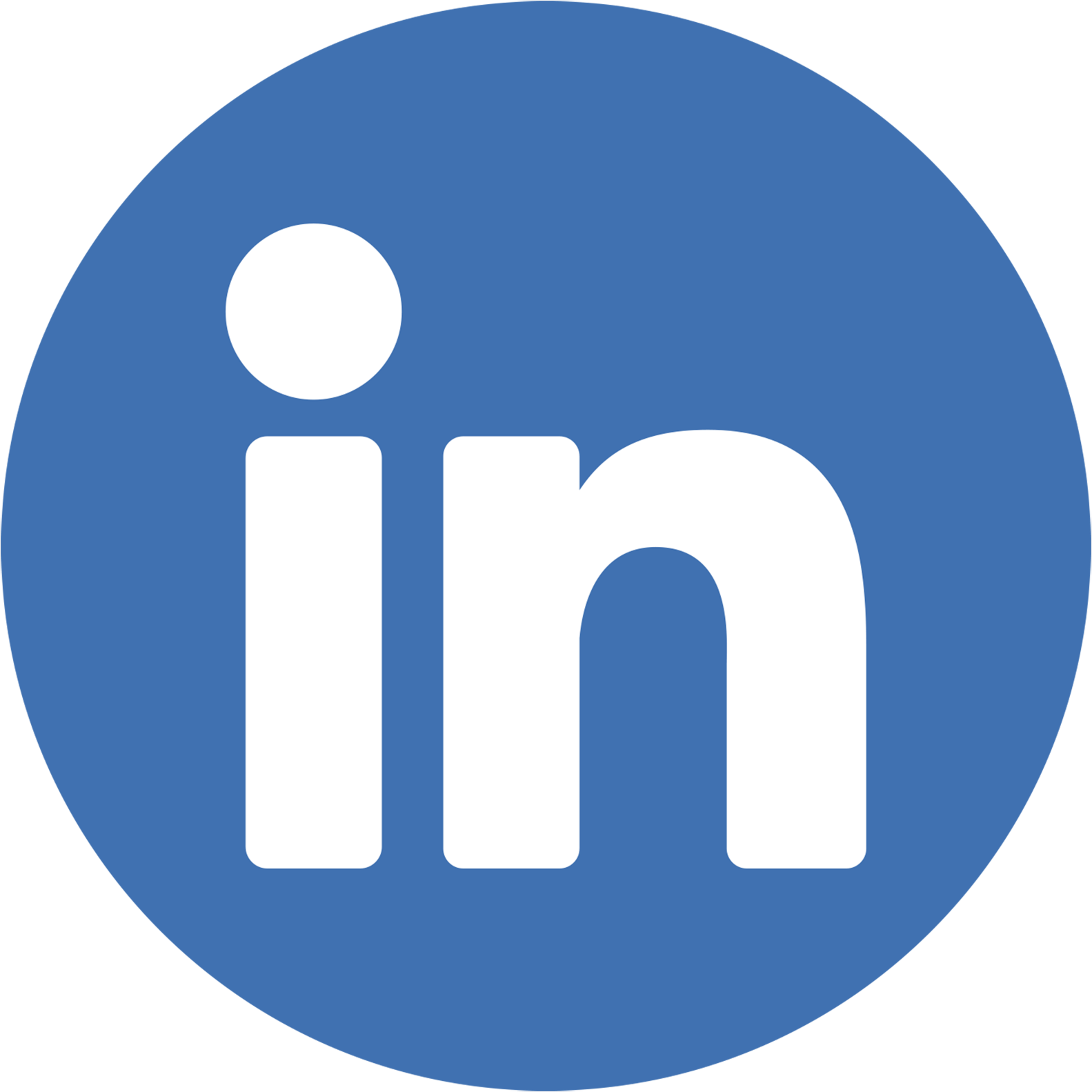 A circular image of the LinkedIn logo